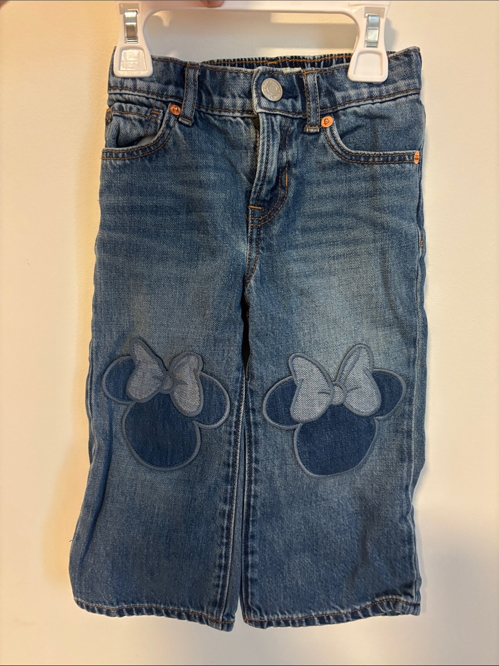 GAP Girls Blue Denim Flare Jeans with Bow Patch Knees